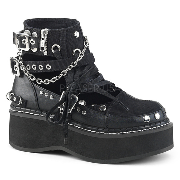 Gothic Platform Studded Buckle Lace Up Ankle Boots - Picture 5 of 5